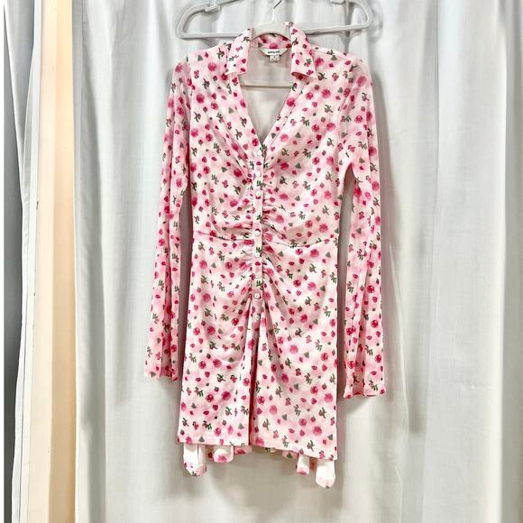 Alana Eve Scarlett Long Sleeve Button Front Mini Dress Garden Rose Women's S - Picture 2 of 6